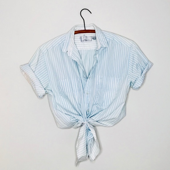 Vintage Tops - Vintage Retro 90’s Pinstripe Button Up Popover